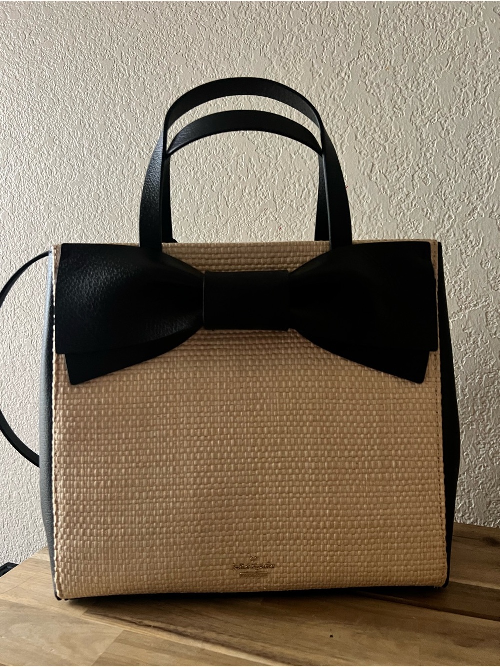 kate spade Black & Cream Woven Bow Satchel
